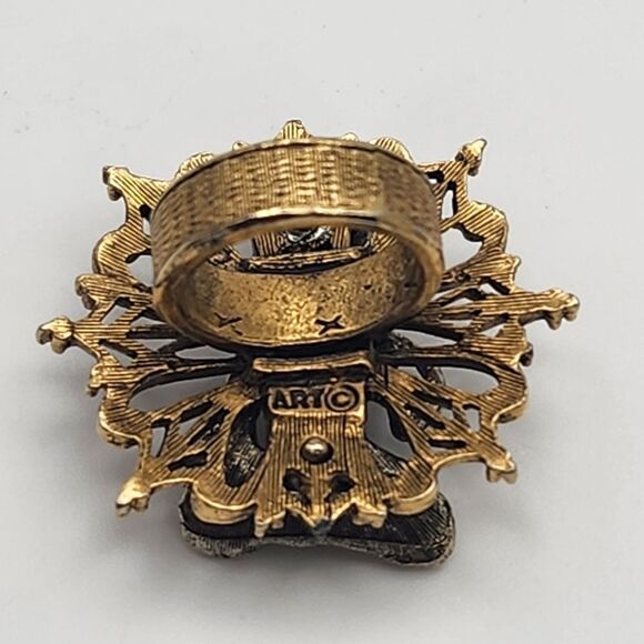 Vintage Mode-Art Gold & Silver Tone Buddha Ring (3) - Picture 5 of 6